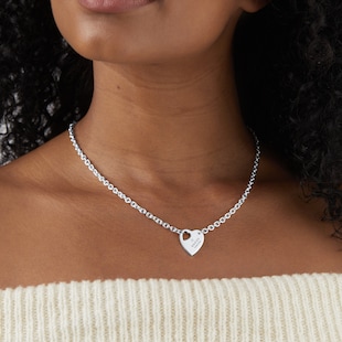 Gucci Trademark Sterling Silver Heart Motif Necklace