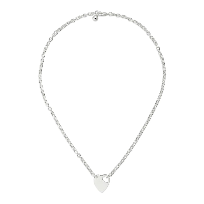 GUCCI Sterling Silver Trademark Heart Motif Necklace