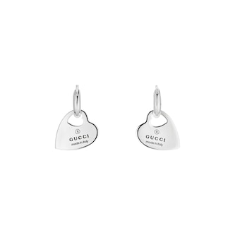 Gucci Trademark Sterling Silver Heart Motif Earrings