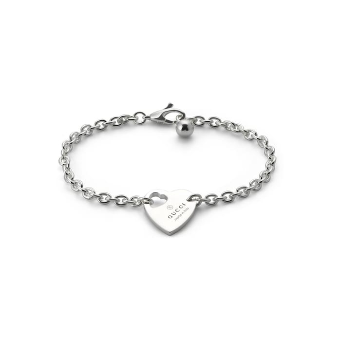 Gucci Trademark Sterling Silver Heart Motif Bracelet - Size 18