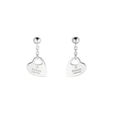 Gucci Trademark Sterling Silver Heart Motif Drop Earrings