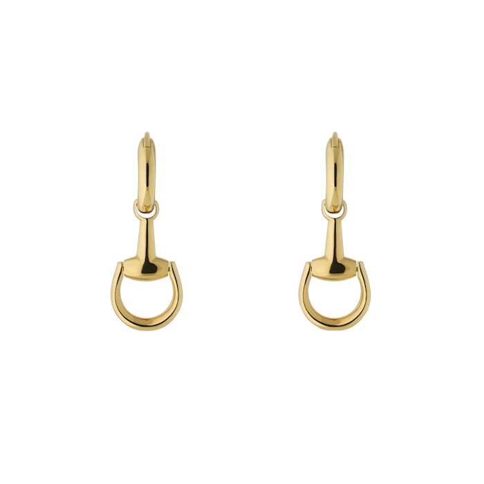 Gucci 18K Yellow Gold Horsebit Drop Earrings