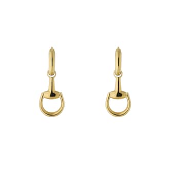 Gucci 18K Yellow Gold Horsebit Drop Earrings