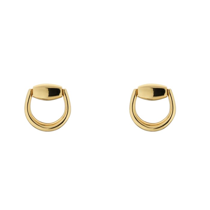Gucci 18K Yellow Gold Horsebit Stud Earrings
