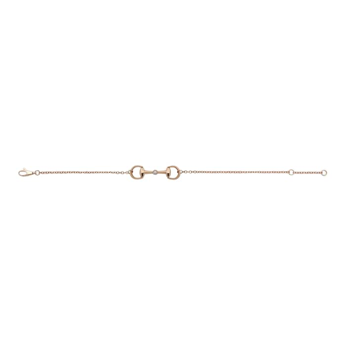 Gucci 18K Rose Gold Horsebit 0.03cttw Diamond Chain Bracelet