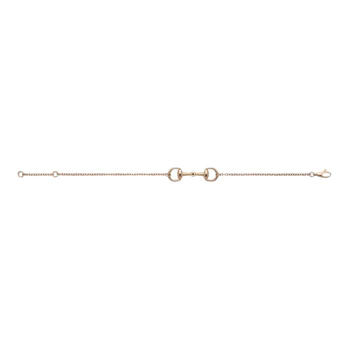 Gucci 18K Rose Gold Horsebit 0.03cttw Diamond Chain Bracelet