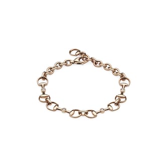 Gucci 18K Rose Gold Horsebit 0.11cttw Diamond Link Chain Bracelet Gucci 18K Rose Gold Horsebit 0.11cttw Diamond Link Chain Bracelet