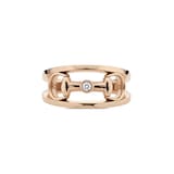 Gucci 18K Rose Gold Horsebit 0.03cttw Diamond 2 Row Ring - Size 6.5