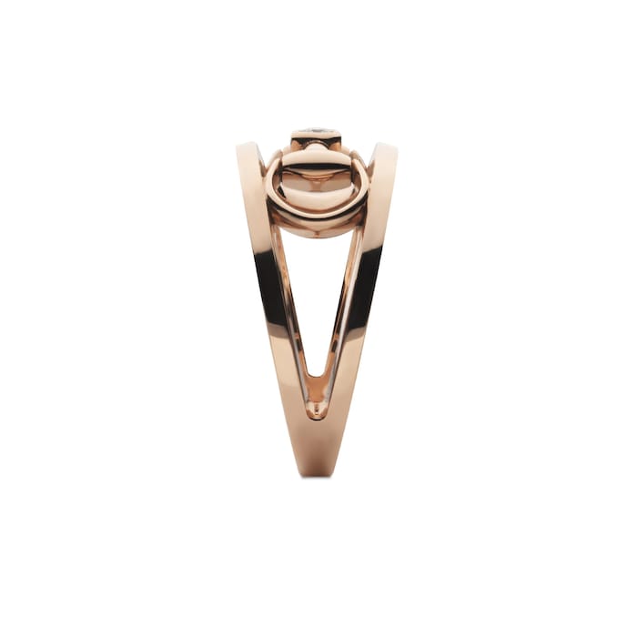 Gucci 18K Rose Gold Horsebit 0.03cttw Diamond 2 Row Ring - Size 6.5