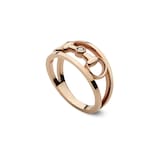 Gucci 18K Rose Gold Horsebit 0.03cttw Diamond 2 Row Ring - Size 6.75