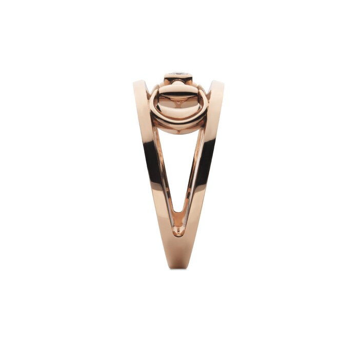 Gucci 18K Rose Gold Horsebit 0.03cttw Diamond 2 Row Ring - Size 6.75