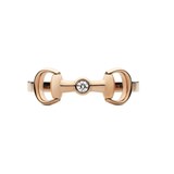 Gucci 18K Rose Gold Horsebit 0.03cttw Diamond Ring - Size 6