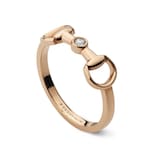 Gucci 18K Rose Gold Horsebit 0.03cttw Diamond Ring - Size 6