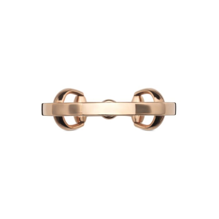 Gucci 18K Rose Gold Horsebit 0.03cttw Diamond Ring - Size 6