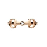 Gucci 18K Rose Gold Horsebit 0.03cttw Diamond Ring - Size 6.5