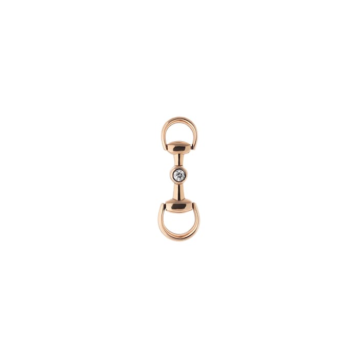 Gucci 18K Rose Gold Horsebit 0.05cttw Diamond Drop Earrings