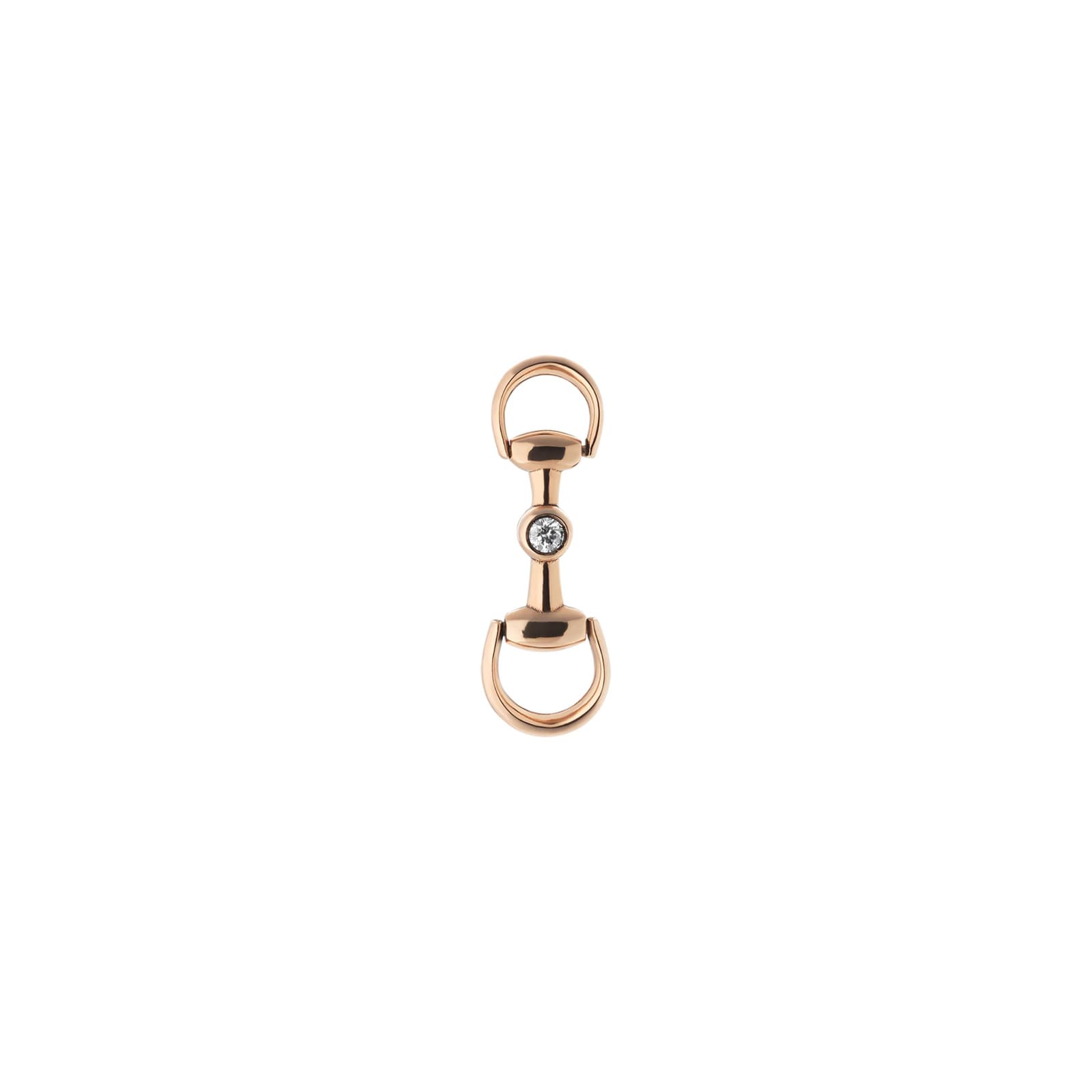 Gucci 18K Rose Gold Horsebit 0.05cttw Diamond Drop Earrings