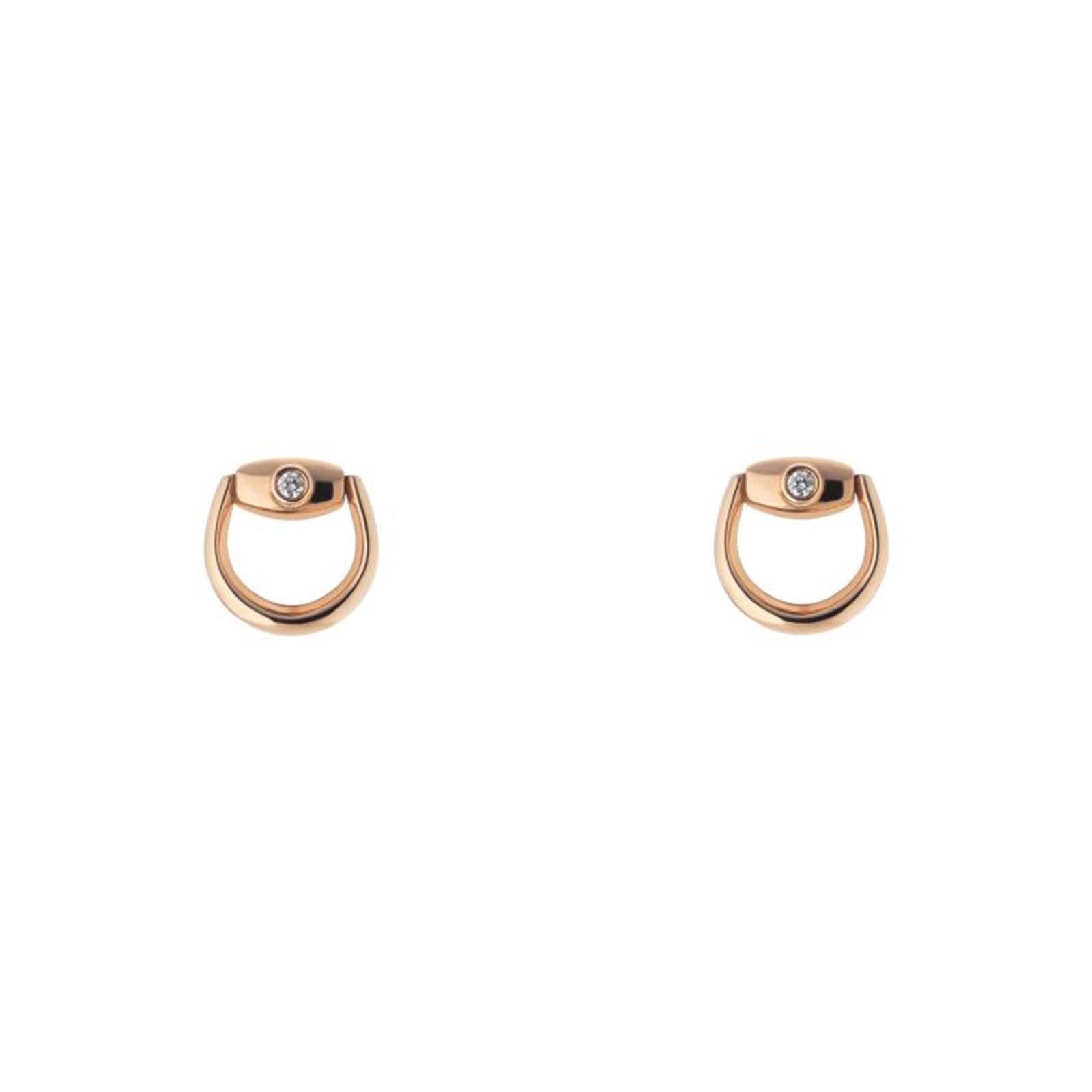Gucci 18K Rose Gold Horsebit 0.02cttw Diamond Stud Earrings Gucci 18K Rose Gold Horsebit 0.02cttw Diamond Stud Earrings