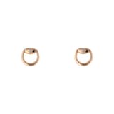 Gucci 18K Rose Gold Horsebit 0.02cttw Diamond Stud Earrings