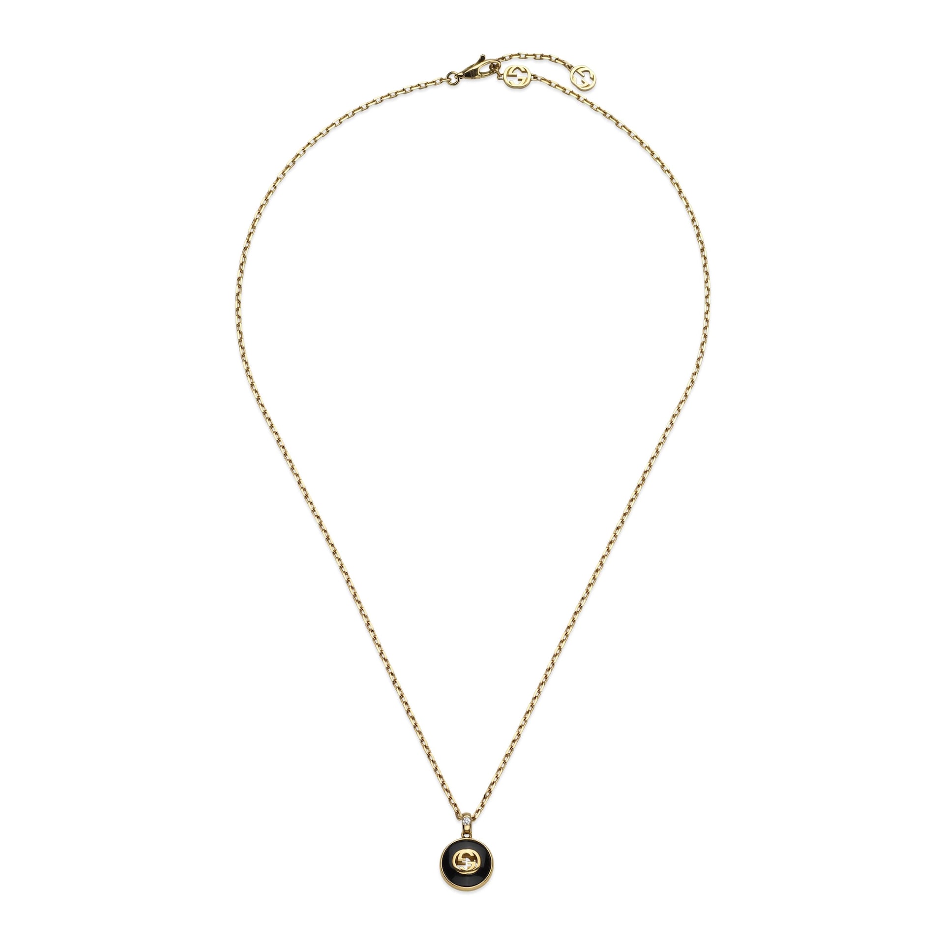 Gucci Gucci Interlocking 18K Yellow Gold Diamond & Black Onyx Necklace Gucci Gucci Interlocking 18K Yellow Gold Diamond & Black Onyx Necklace