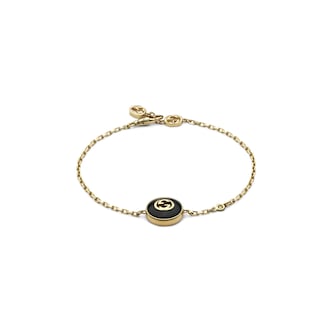 Gucci Gucci Interlocking 18K Yellow Gold Diamond & Black Onyx Bracelet