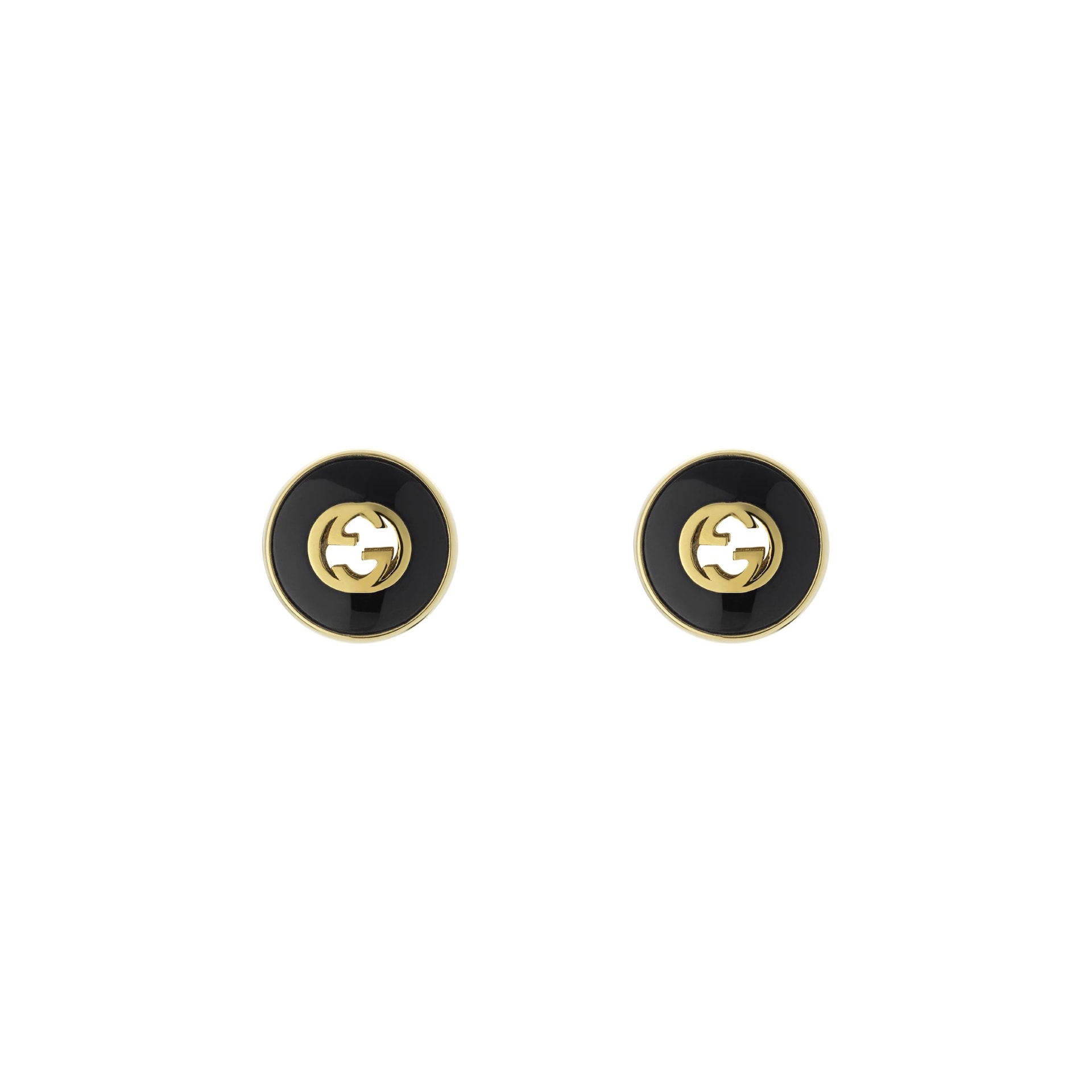 Gucci Gucci Interlocking 18K Yellow Gold Black Onyx Stud Earrings Gucci Gucci Interlocking 18K Yellow Gold Black Onyx Stud Earrings