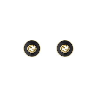 Gucci Gucci Interlocking 18K Yellow Gold Black Onyx Stud Earrings Gucci Gucci Interlocking 18K Yellow Gold Black Onyx Stud Earrings