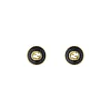 GUCCI Gucci Interlocking 18K Yellow Gold Black Onyx Stud Earrings