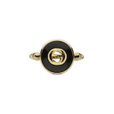 GUCCI Gucci Interlocking 18K Yellow Gold Diamond & Black Onyx Ring - Size 6