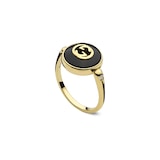 GUCCI Gucci Interlocking 18K Yellow Gold Diamond & Black Onyx Ring - Size 6