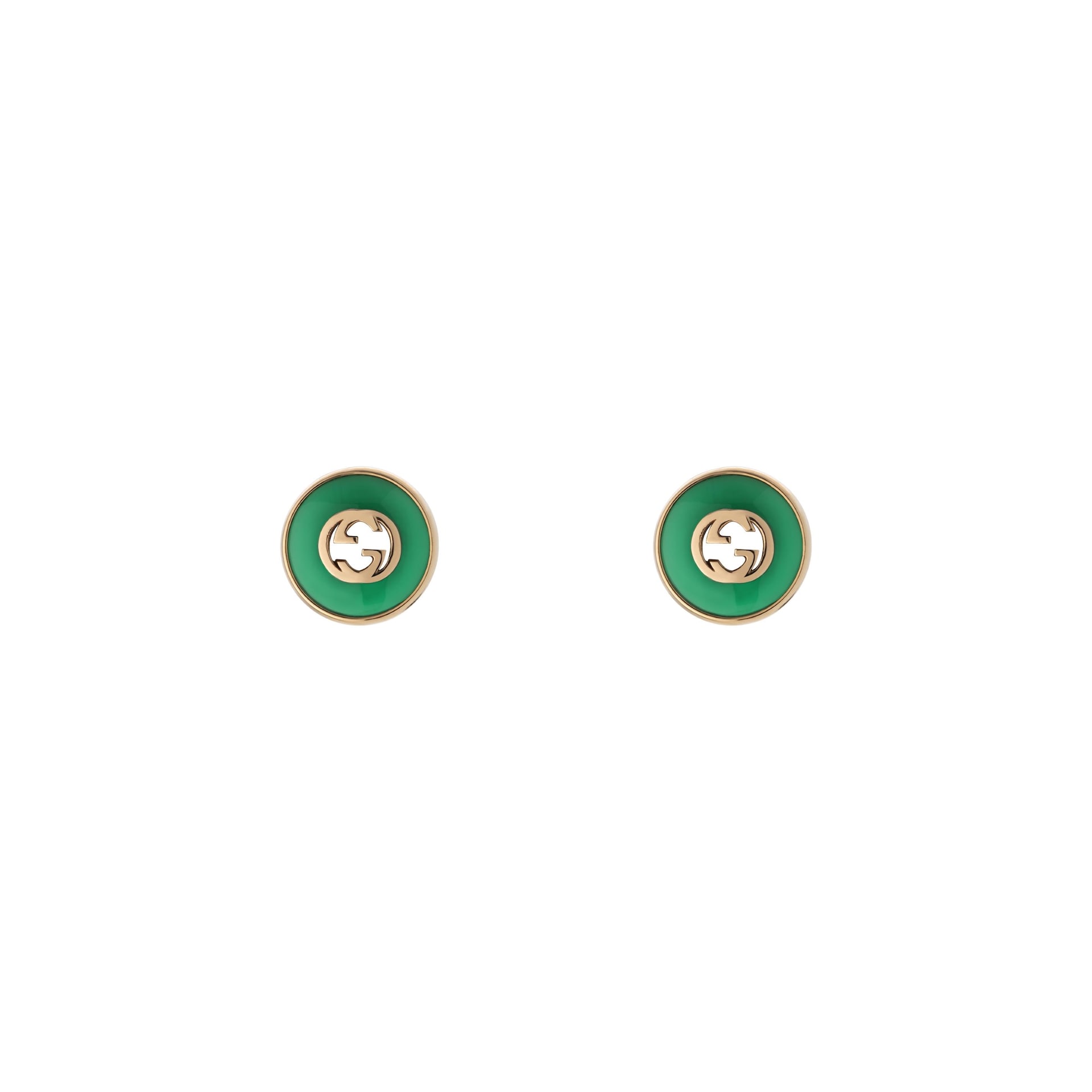 Gucci Gucci Interlocking 18K Rose Gold Green Agate Stud Earrings Gucci Gucci Interlocking 18K Rose Gold Green Agate Stud Earrings