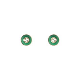 Gucci Gucci Interlocking 18K Rose Gold Green Agate Stud Earrings Gucci Gucci Interlocking 18K Rose Gold Green Agate Stud Earrings