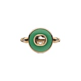 GUCCI Gucci Interlocking 18K Rose Gold Diamond & Green Agate Ring - Size 6