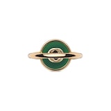 GUCCI Gucci Interlocking 18K Rose Gold Diamond & Green Agate Ring - Size 6