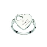 GUCCI Sterling Silver Trademark Heart Motif Ring - Size 6