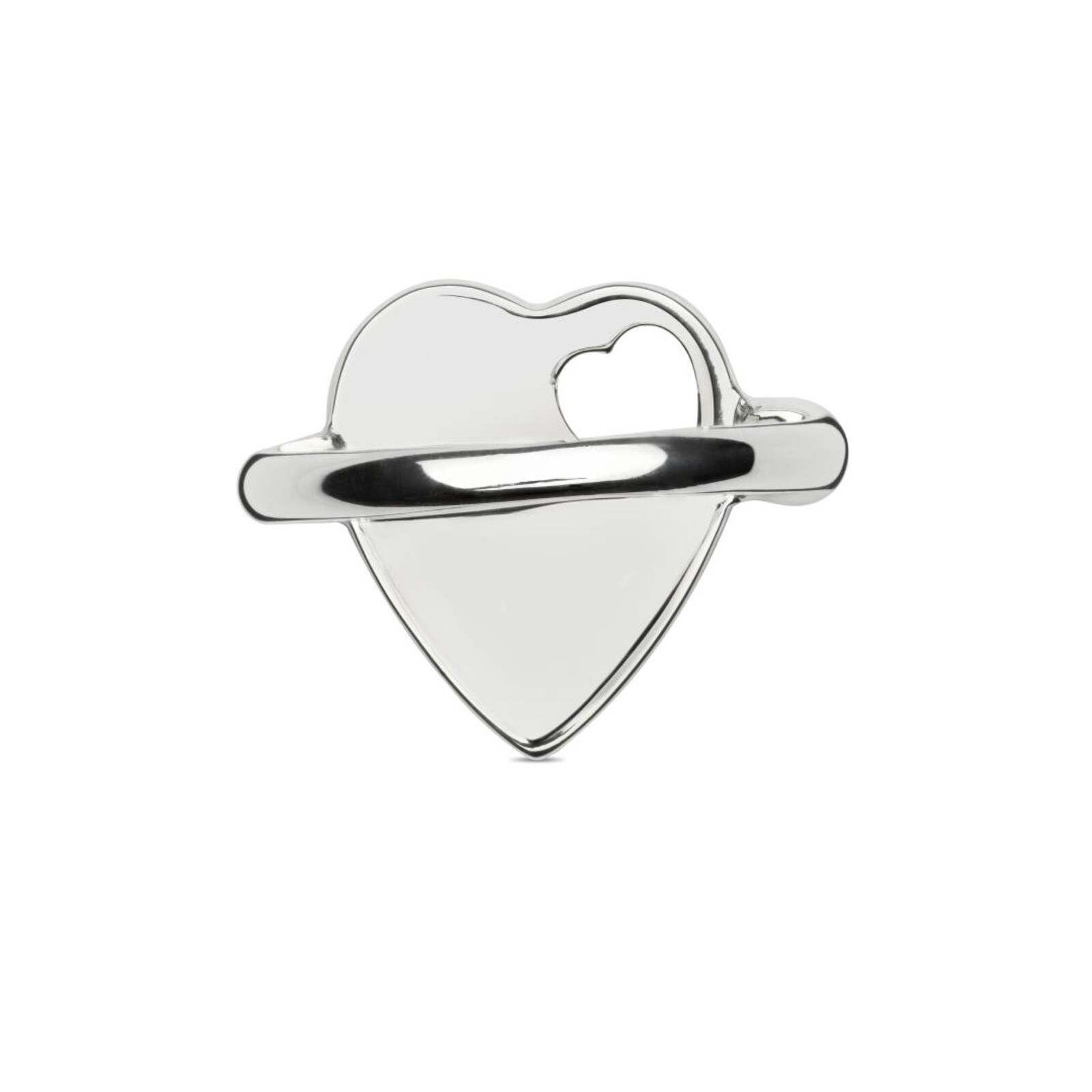 Gucci Sterling Silver Trademark Heart Motif Ring - Size 6.75