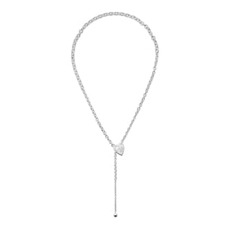Gucci Sterling Silver Trademark Heart Motif Lariat Necklace