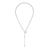 GUCCI Sterling Silver Trademark Heart Motif Lariat Necklace