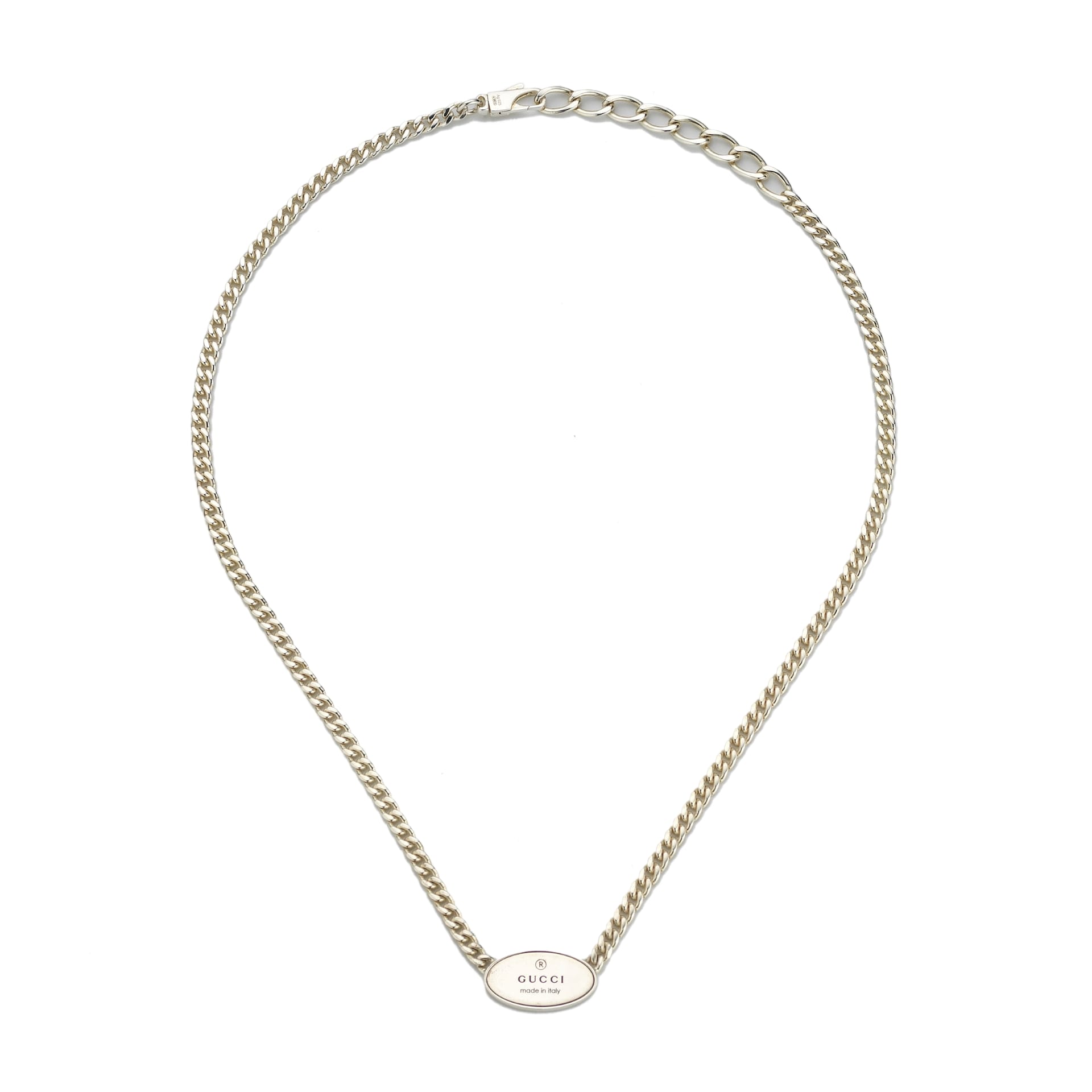Gucci Sterling Silver Trademark Oval Necklace Gucci Sterling Silver Trademark Oval Necklace
