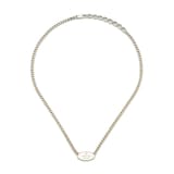 GUCCI Sterling Silver Trademark Oval Necklace