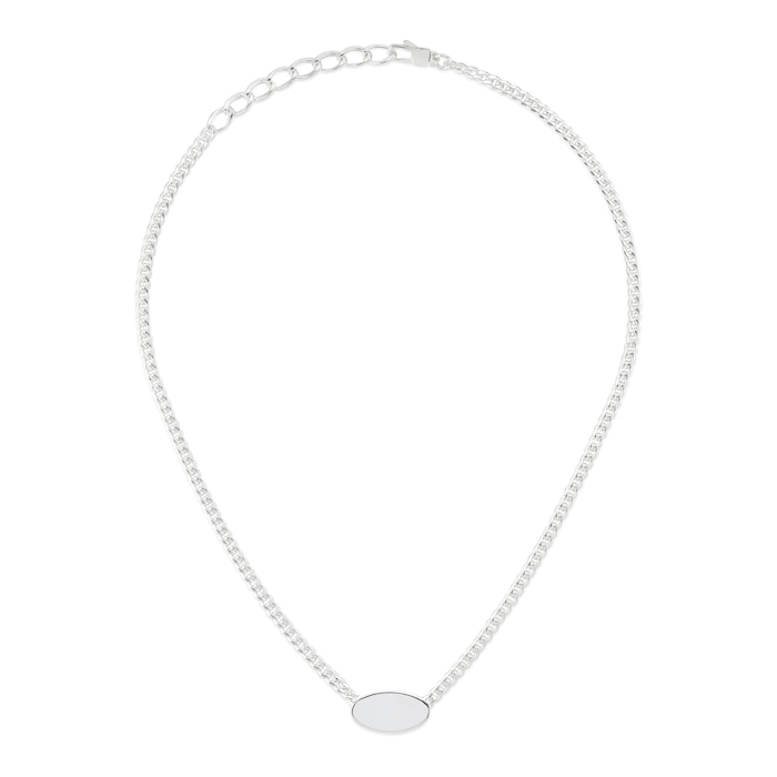 GUCCI Sterling Silver Trademark Oval Necklace