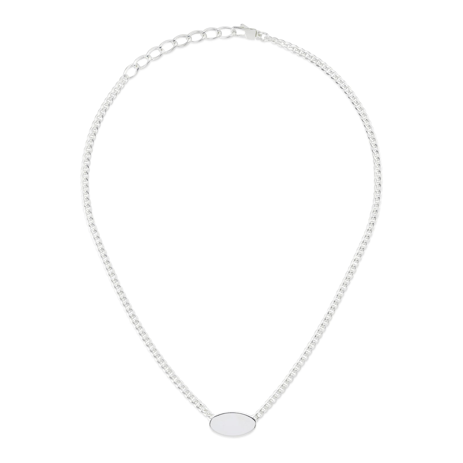Gucci Sterling Silver Trademark Oval Necklace