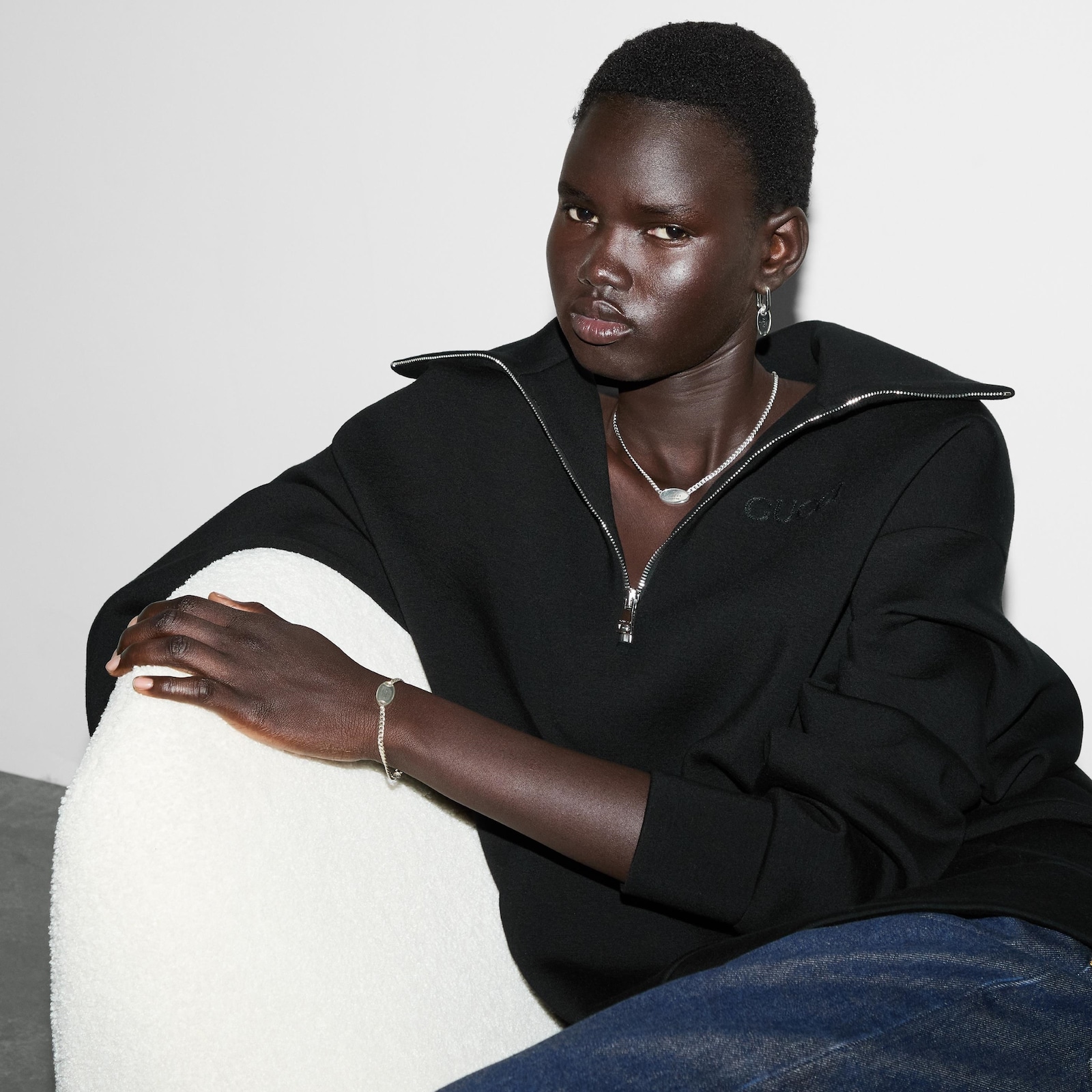 Gucci Sterling Silver Trademark Oval Necklace