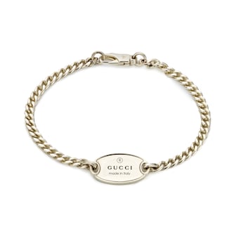 Gucci Sterling Silver Trademark Oval Tag Bracelet