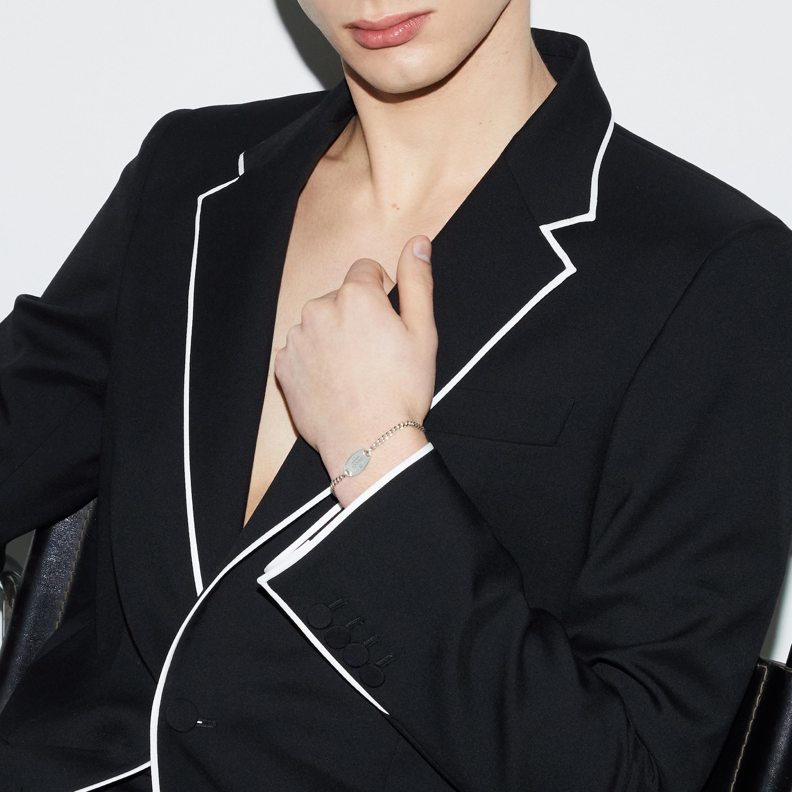 Gucci Sterling Silver Trademark Oval Tag Bracelet