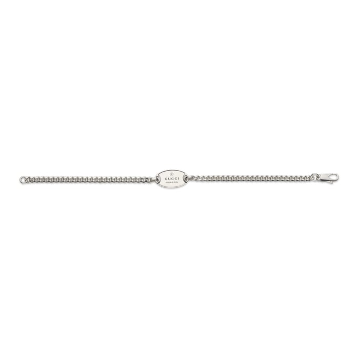 GUCCI Sterling Silver Trademark Oval Tag Bracelet