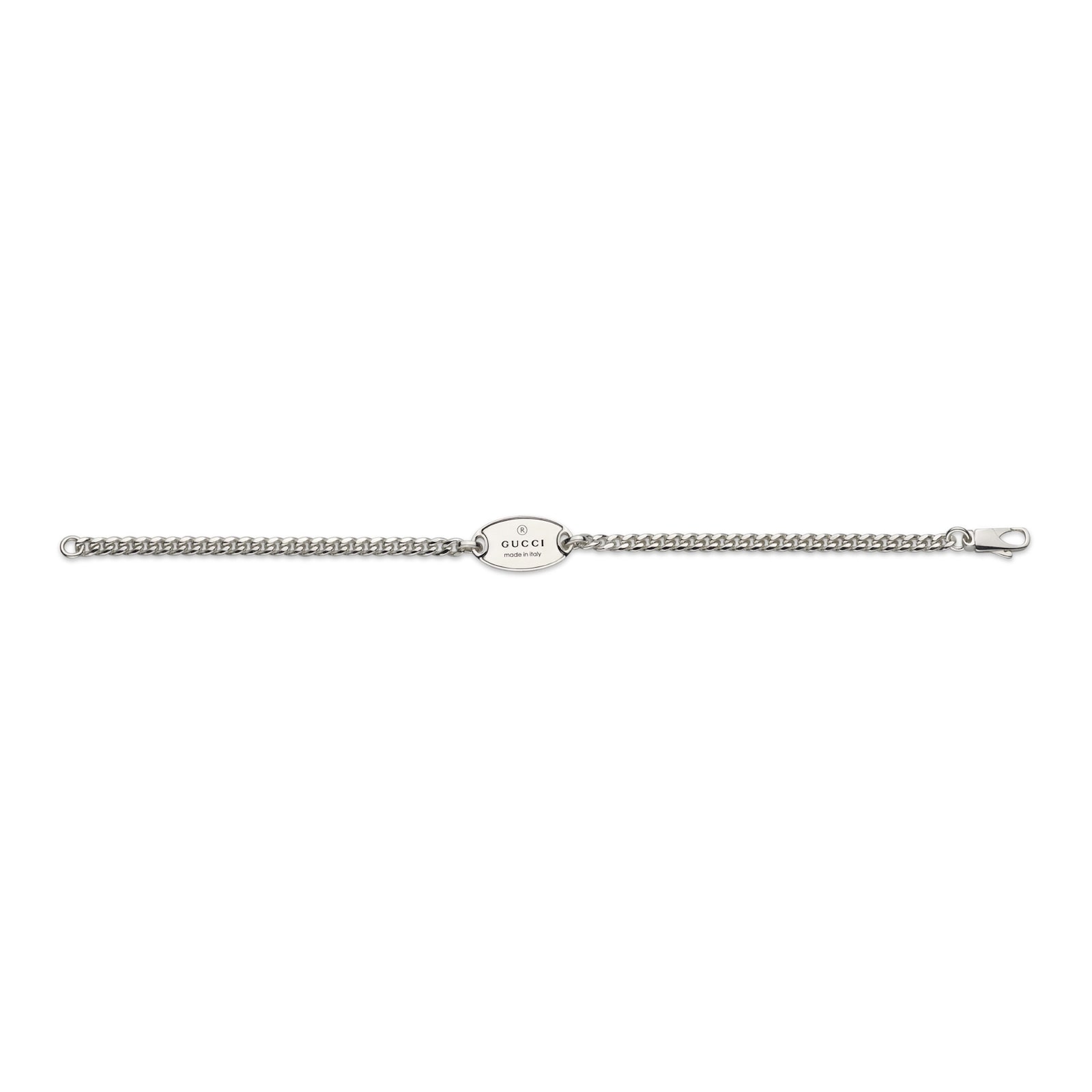 Gucci Sterling Silver Trademark Oval Tag Bracelet