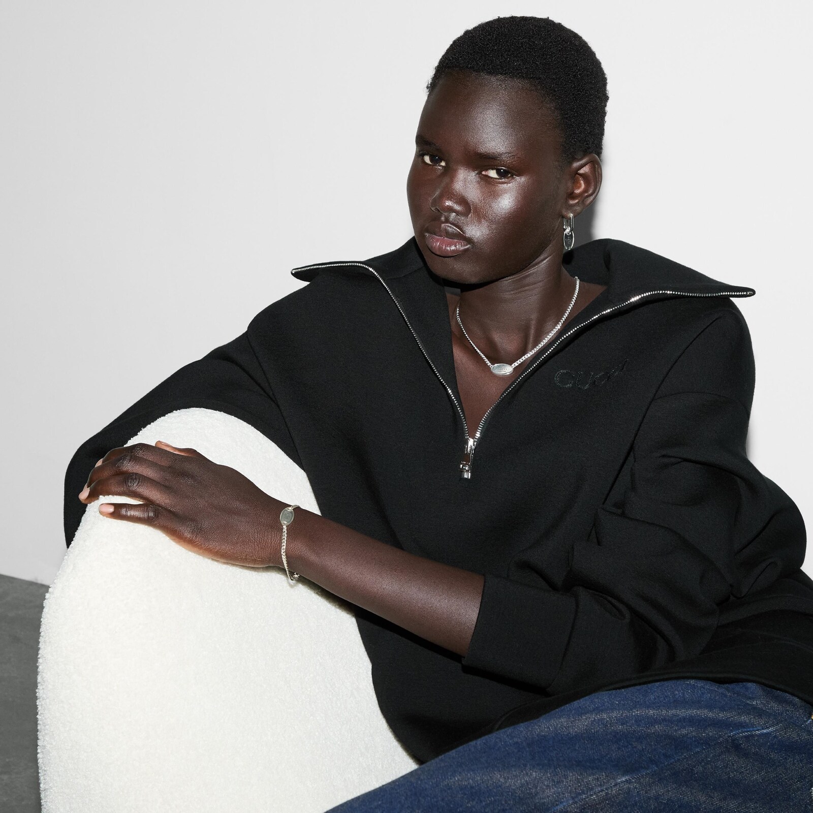 Gucci Sterling Silver Trademark Oval Tag Drop Earrings