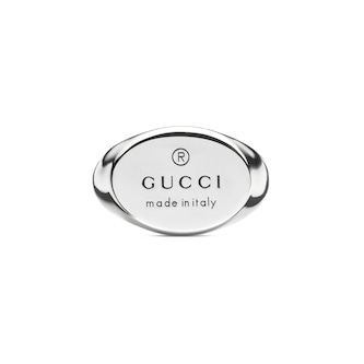 Gucci Sterling Silver Trademark Chevalier Oval Ring Gucci Sterling Silver Trademark Chevalier Oval Ring