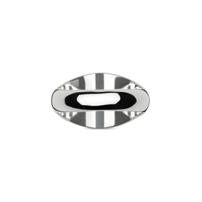 GUCCI Sterling Silver Trademark Chevalier Oval Ring